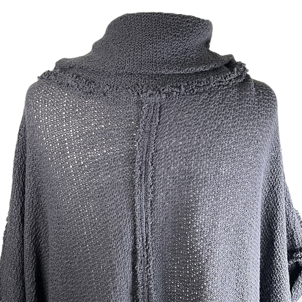 We The Free XS So Comfy Tee Sweater Charcoal Gray Knit Cowl Neck Slouchy Top - Picture 7 of 14